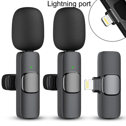 Dual Wireless Lavalier Microphone Set for iPhone and iPad, Plug-and-Play 2.4G Ultra-Low Latency with Integrated Noise Reduction for Video Recording, Interviews, Podcasts, and Vlogs