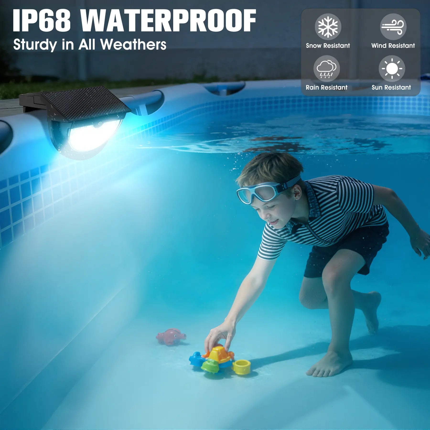 Solar Pool Lights,2026 Upgraded Solar Powered above Ground Pool Lights,Frame Pool Light Waterproof,Outdoor Swimming Pool Solar Light,Color Changing Pool Lighting for above Ground Pool Accessories-1Pc