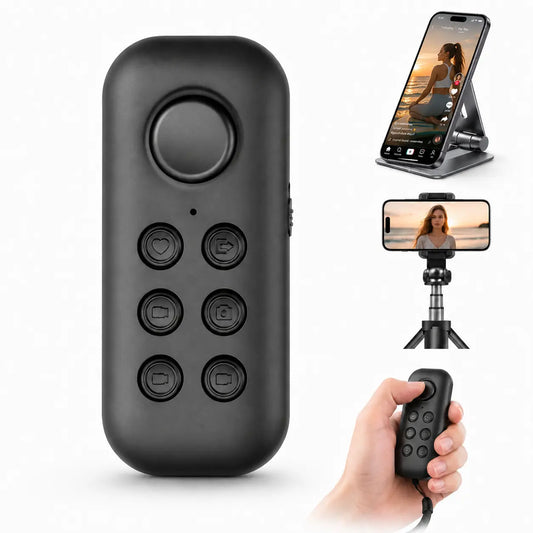 2026 New All-In-1 Bluetooth Remote Control - Universal Camera Shutter with Zoom, Tiktok & Reels Scroller, Ebook & Kindle Wireless Page Turner, Compatible with Iphone Android Ipad