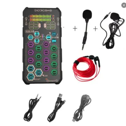 Hosabely SK9 Wired Handheld Live Sound Card Set – Portable Audio Interface with Microphone Connectivity for PS5, PC, Android, and iPhone Streaming – Ideal Gift for Men and Women