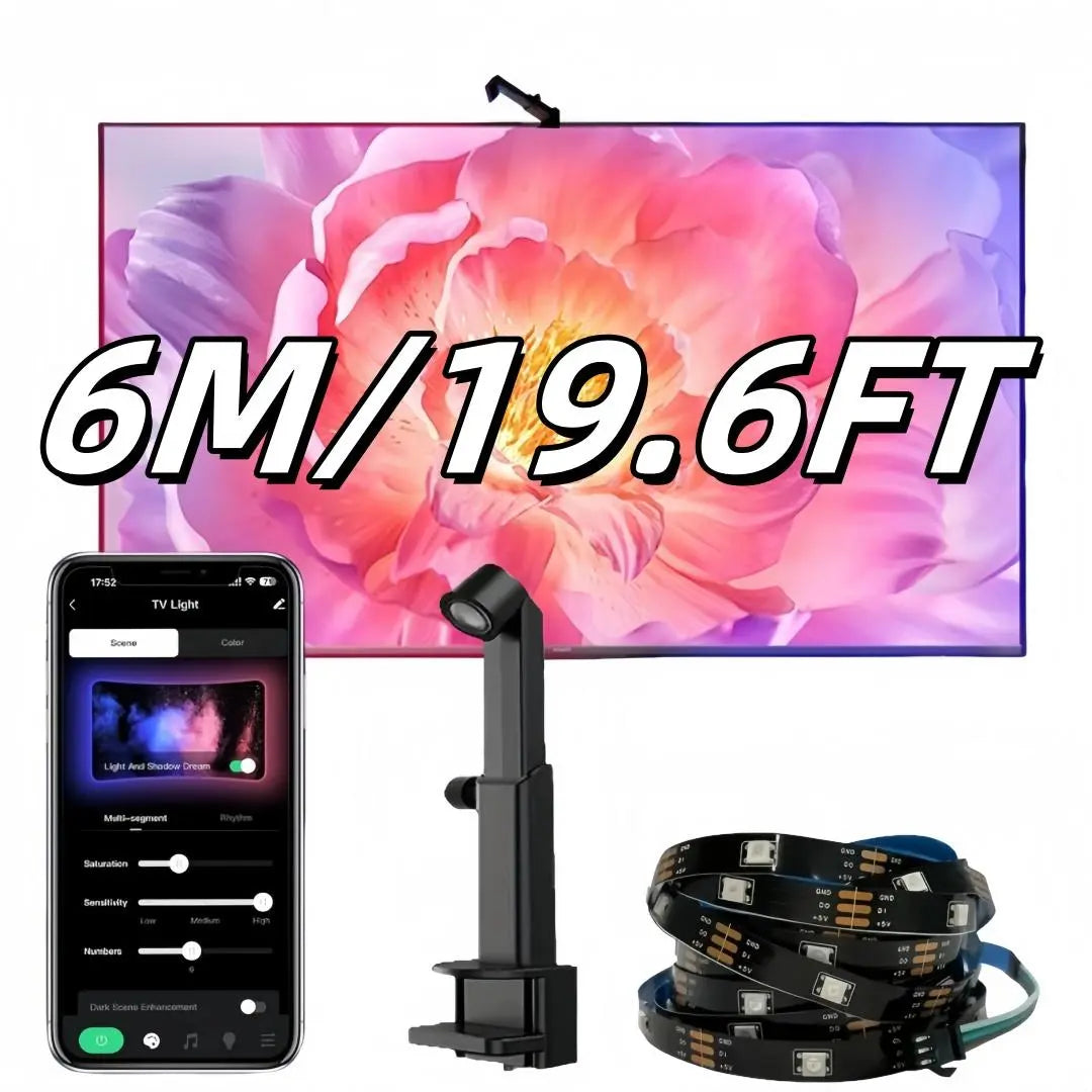 USB Smart TV Light Sync Screen LED Backlight, Sensor Controlled, Fits 55-65 Inch Tvs, Music Sync, Multiple Scene Modes, Valentine'S Day Gift, Smart LED Lighting