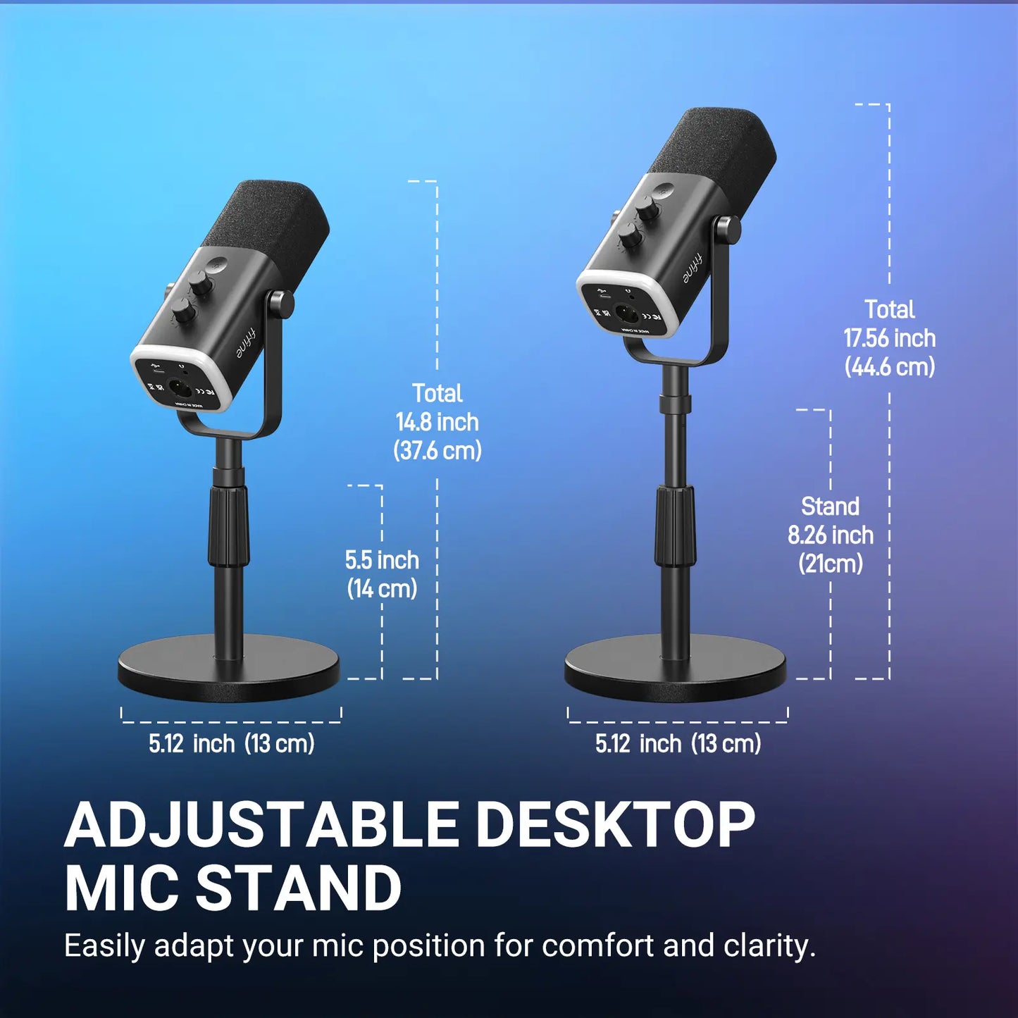 Fifine AM8S Gaming Microphone with Adjustable Stand, Height Adjustable Heavy-Duty Metal Stand, RGB Dynamic Mic with Quick Mute, Gain Volume Control, Headphone Jack, XLR/USB for Podcast, Streaming, Recording, PC PS5 Gamer, Audio Interface Mixer, Smartphone