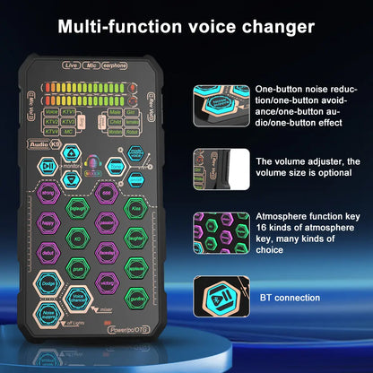 Hosabely SK9 Wired Handheld Live Sound Card Set – Portable Audio Interface with Microphone Connectivity for PS5, PC, Android, and iPhone Streaming – Ideal Gift for Men and Women