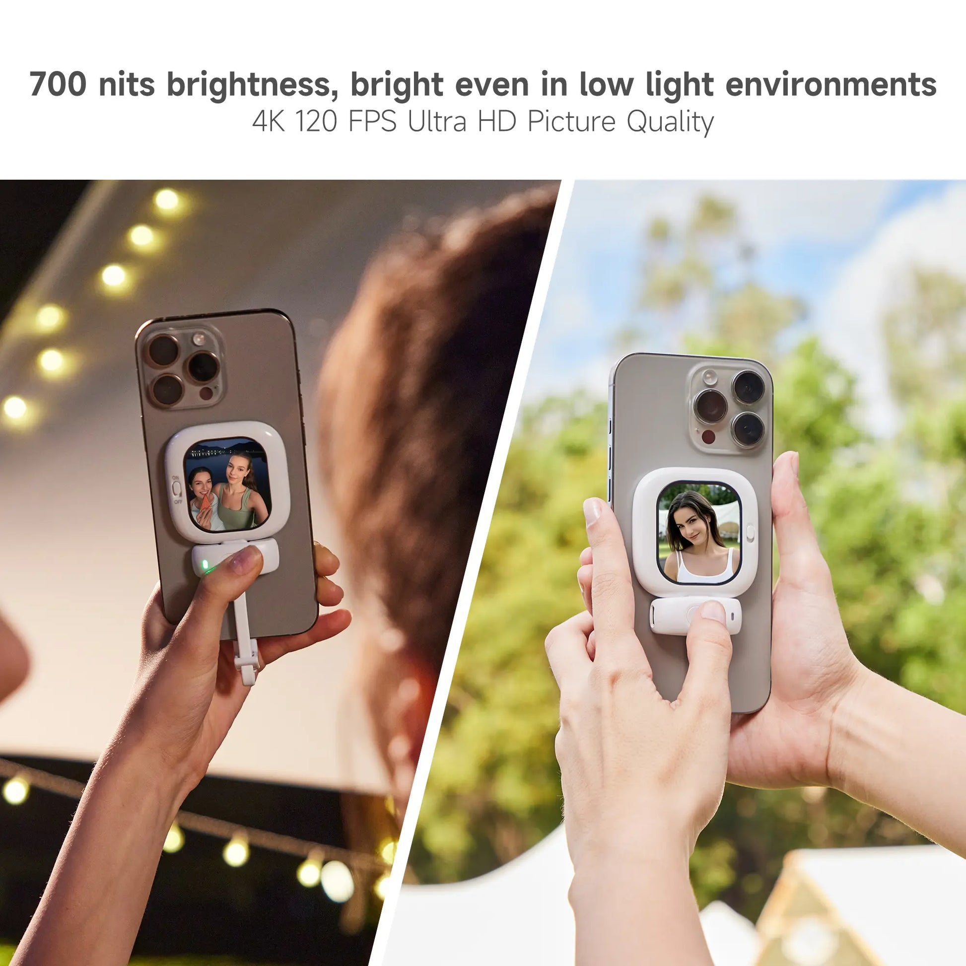FOUNIST Vlogmate Mini for Iphone 5-17, 1080P/2K Magnetic Plug-And-Play Camera Monitor – Use Back Camera for Selfies, Vlogs, Live Streams