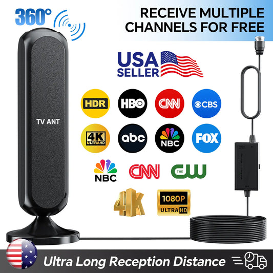 HIDB TV Antenna Digital for Smart TV HD Antena Indoor 4K 360° Signal Amplified Indoor TV Antenna for Easy Long Range Reception Installation No Monthly Bill Ultra Long Reception Distance TV Antenna for Local Channels ,Deals for You Days，Summerwins