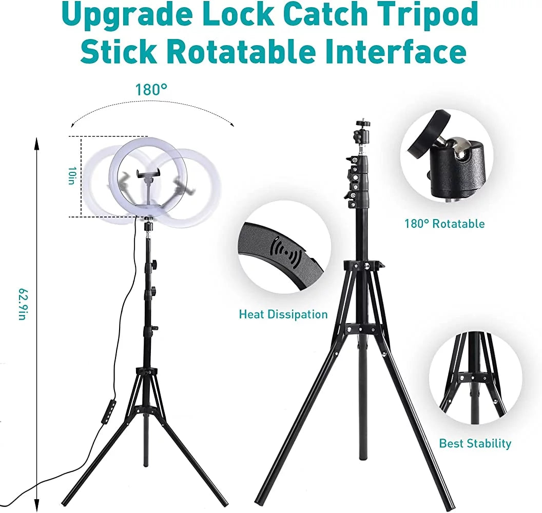13" LED RGB Selfie Ring Light Mini & Extendable Tripod Stand & Phone Holder 10 Brightness Level 26 Light Modes Dimmable Ringlight,For Makeup Live Streaming Youtube Video Shooting