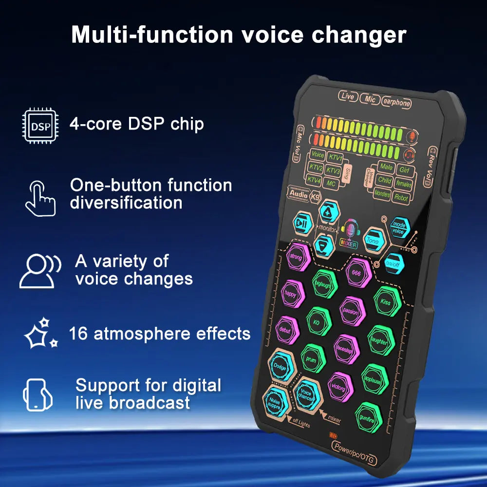 Hosabely SK9 Wired Handheld Live Sound Card Set – Portable Audio Interface with Microphone Connectivity for PS5, PC, Android, and iPhone Streaming – Ideal Gift for Men and Women