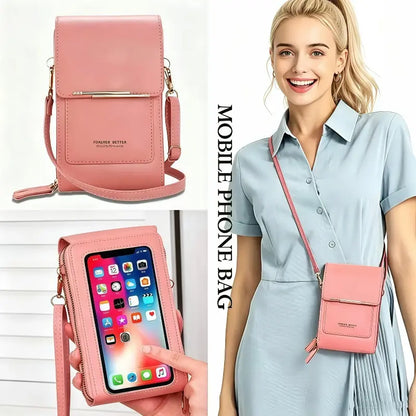 Touchscreen Phone Pouch for Women: Stylishcrossbody Phone Pouch and Key Holdertrendy Minimalist Elegant Women'Stouchscreen Crossbody Phone Wallet - Multi-Card Slots & Coin Pouch