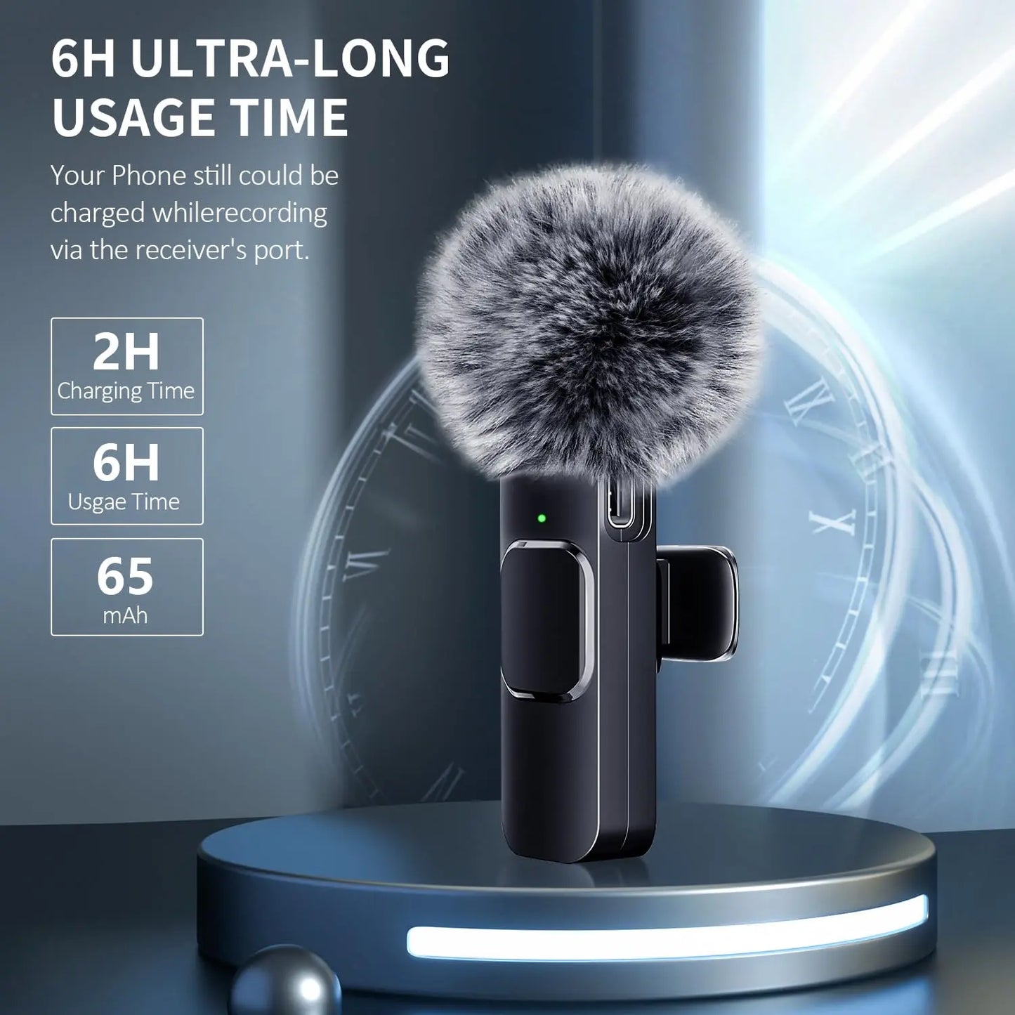 2Pcs Professional Wireless Lavalier Lapel Microphone for Iphone, Ipad - Cordless Omnidirectional Condenser Recording Mic for Interview Video Podcast Vlog,Youtube,Tiktok