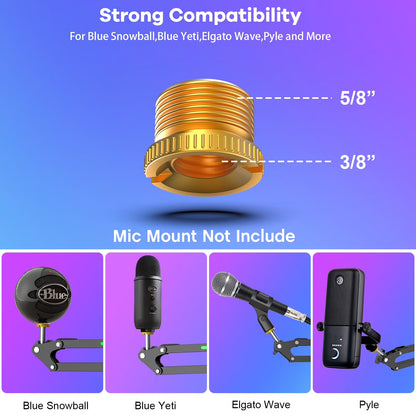RGB Microphone Boom Arm Stand, Adjustable Heavy Duty Metal Desk Mic Arm for Gaming, Streaming and Content Creation