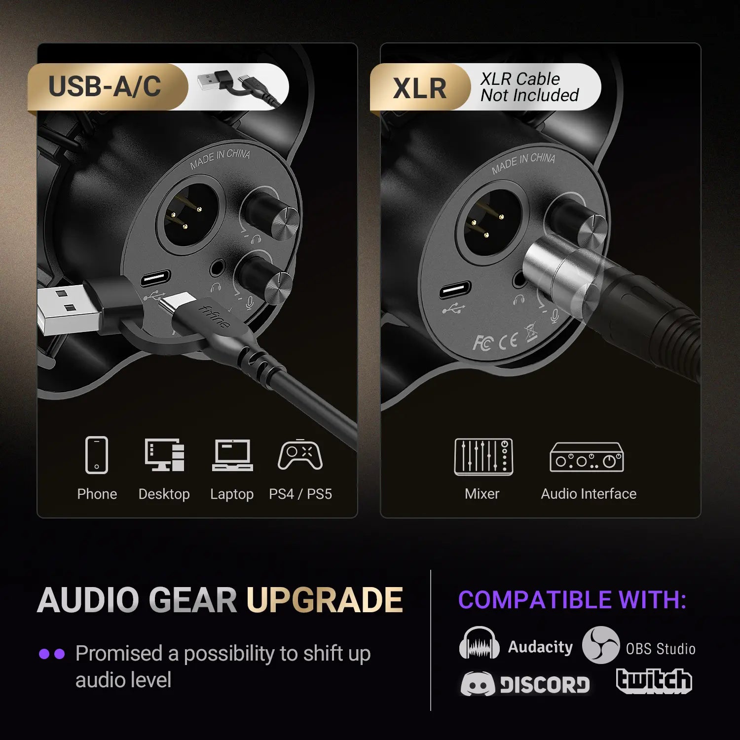 Fifine K688 Neo USB/XLR Podcast Microphone – Dynamic Pro Mic, Mute & Monitor for Streaming, Gaming, Vocal & Music Recording Audio, for PC USB-C Smartphone Mixer, Boom Arm