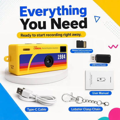 Compact Thumb Camera with Memory Card Reader, Multifunctional Keychain Camera, Wearable Recorder, Portable Camera, Student Outdoor Sports Camera, Kids Video Pocket Camera, Rechargeable