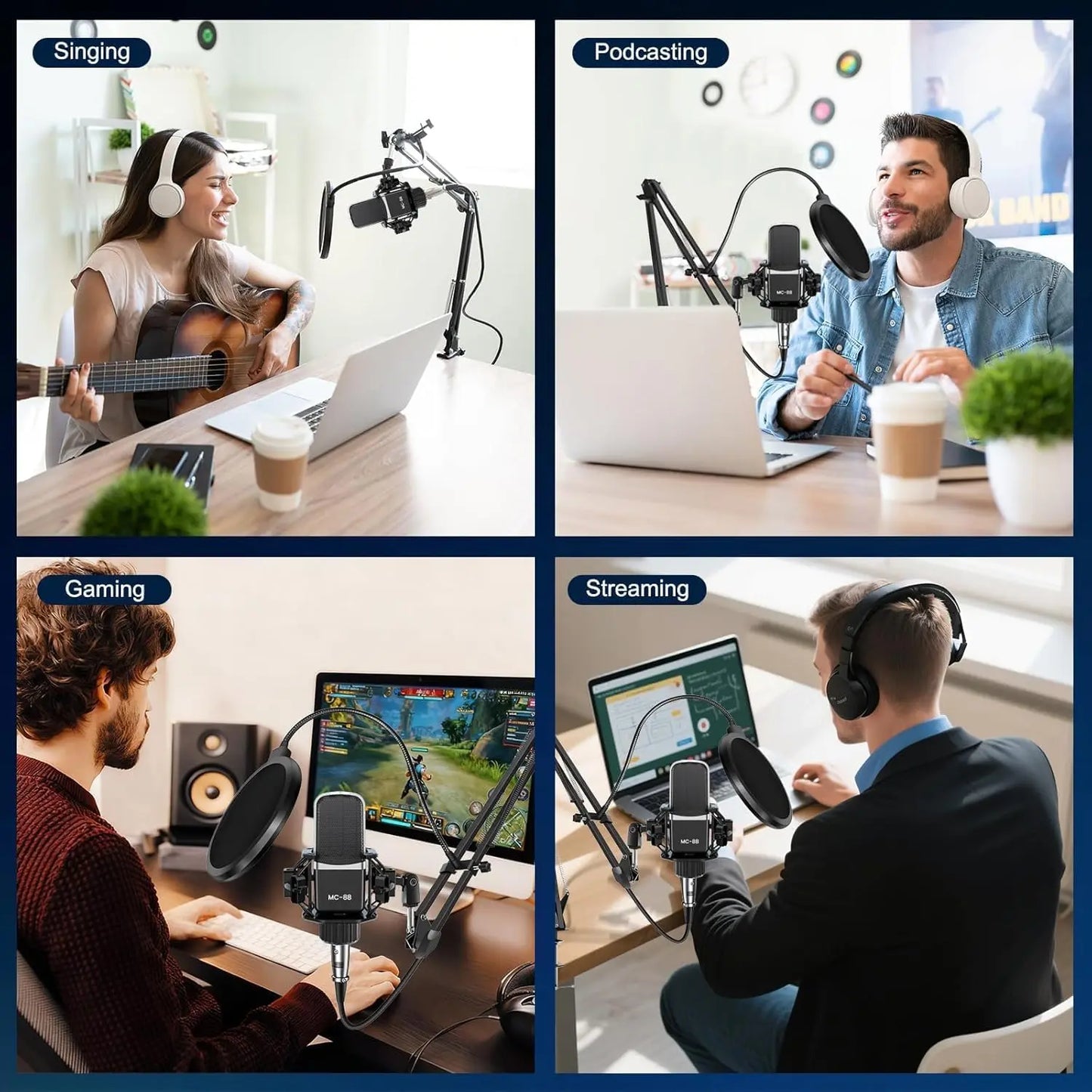 Safring 2026 Upgraded Podcast Equipment Bundle, Recording Studio Package with Pro Audio Interface(4 Customize SE) and Podcast Microphone for Gamer Podcasting, Recording, Singing, Streaming #Summervibes