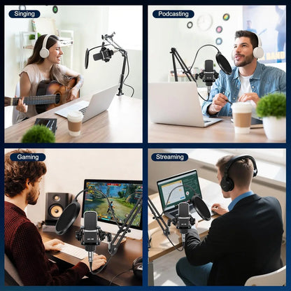 Safring 2026 Upgraded Podcast Equipment Bundle, Recording Studio Package with Pro Audio Interface(4 Customize SE) and Podcast Microphone for Gamer Podcasting, Recording, Singing, Streaming #Summervibes