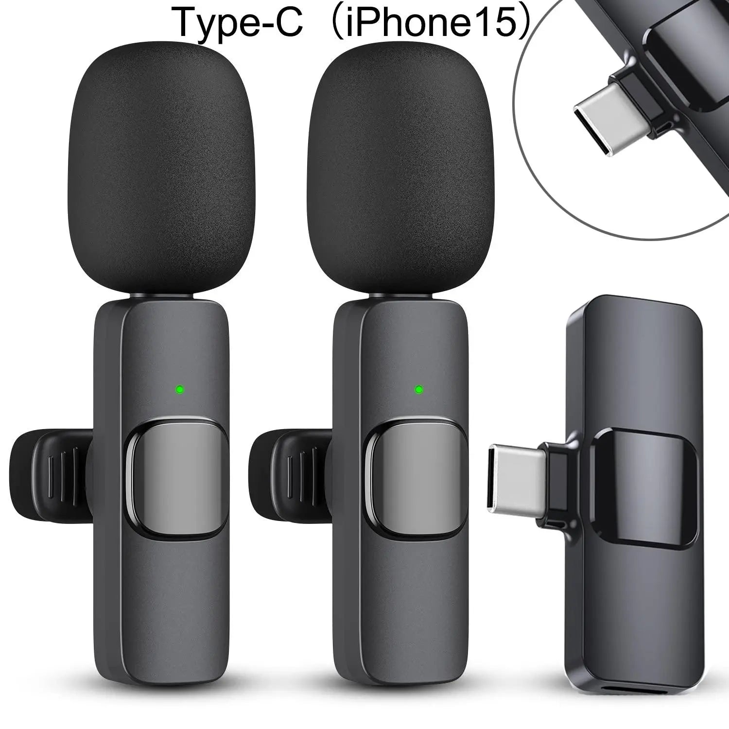Upgraded Professional Mini Wireless Lavalier Microphone,Noise Reduction Clip on Mic for Iphone 15, Ios and Android Devices , 2 Pack Cordless Omnidirectional Condenser Recording Mic for Interview, Video, Podcast, Youtube