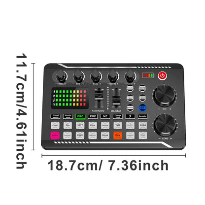 Podcast Microphone Bundle, Condenser Mic with Live Sound Card Kit, Podcast Equipment Bundle with Voice Changer and Mixer Functions for PC Smartphone Studio Recording, Audio Interface