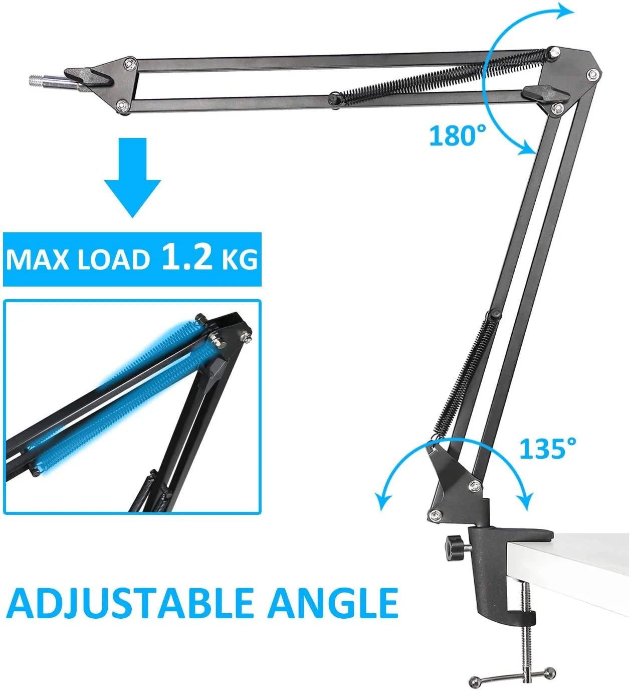 Yeti Microphone Stand with Foam Windscreen, Suspension Boom Scissor Arm Stand with Pop Filter Cover for Blue Yeti Pro, Gaming Microphone Arm by