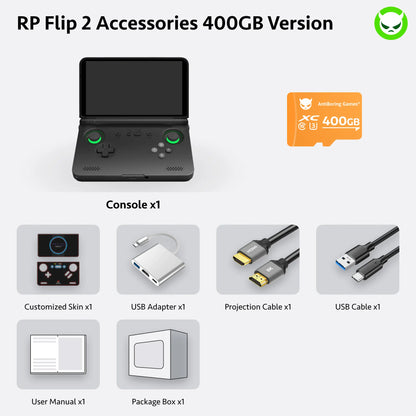Retroid Pocket Flip 2【Ready to Use】Handheld Console Sd865【Buy 1 Get 1 Multi-Port Adapter+1 8K Projection Cable+1 Type-C Cable+1 Set of Customized Skin】Android 13 Adreno 650 8GB Lpddr4X 5.5-Inch AMOLED 1080P Active-Cooling 5000Mah Wifi Gift Package