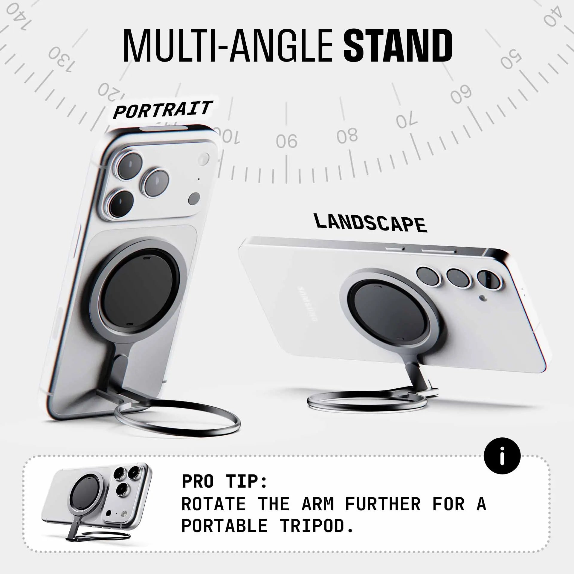 Ohsnap Grip Stand - Portrait Phone Stand & Magnetic Grip for Iphone & Android