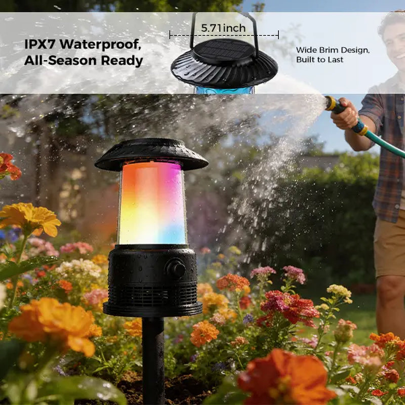 Outdoor Speakers House Warming Gifts New Home: 30W Dual Bluetooth Speakers with 360° LED Lights&Solar Charging|Multi-Sync up to 100 Speakers|Ipx7 Waterproof|20H Playtime|Lanterns for Patio/Pool/Party Audio Sound System Subwoofer Speaker Bluetooth Speaker