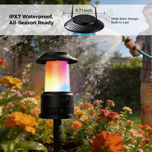 Outdoor Speakers House Warming Gifts New Home: 30W Dual Bluetooth Speakers with 360° LED Lights&Solar Charging|Multi-Sync up to 100 Speakers|Ipx7 Waterproof|20H Playtime|Lanterns for Patio/Pool/Party Audio Sound System Subwoofer Speaker Bluetooth Speaker