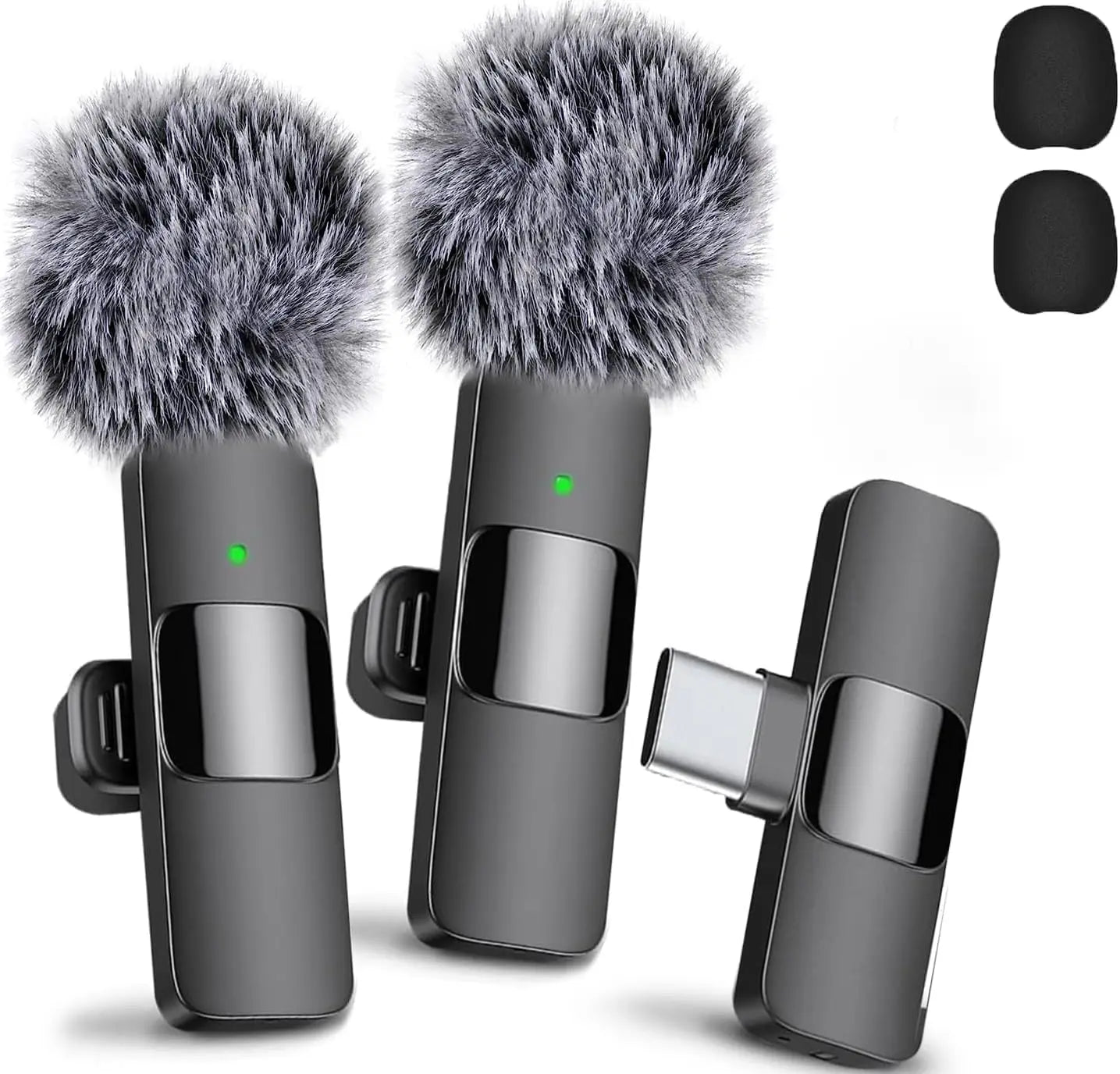 Upgraded Professional Mini Wireless Lavalier Microphone,Noise Reduction Clip on Mic for Iphone 15, Ios and Android Devices , 2 Pack Cordless Omnidirectional Condenser Recording Mic for Interview, Video, Podcast, Youtube