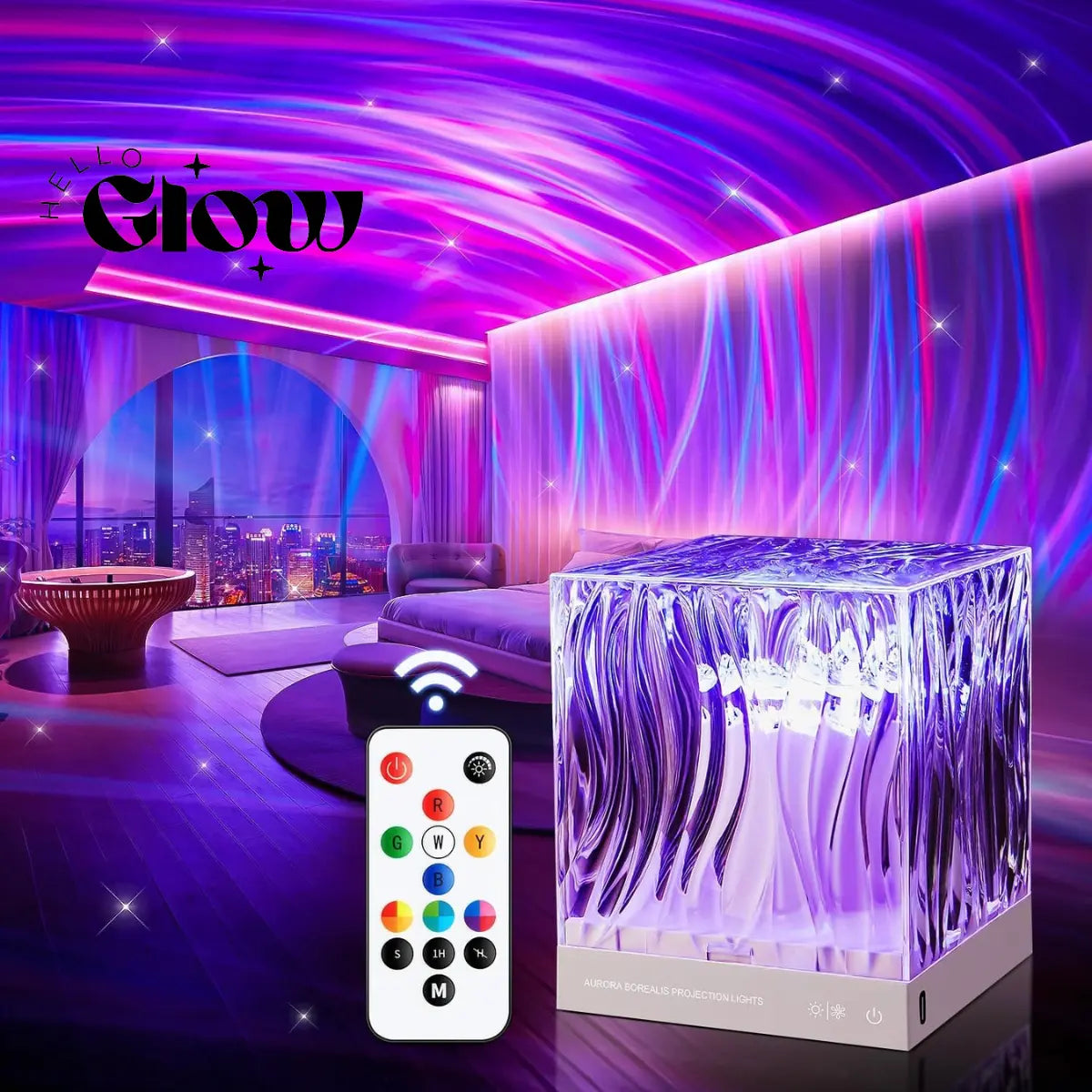 Ocean Wave Projector Light 18 Color Mode & Rechargeable 16 Color LED Light with Adjustable Modes, Remote Control, and USB Power Supply, ABS