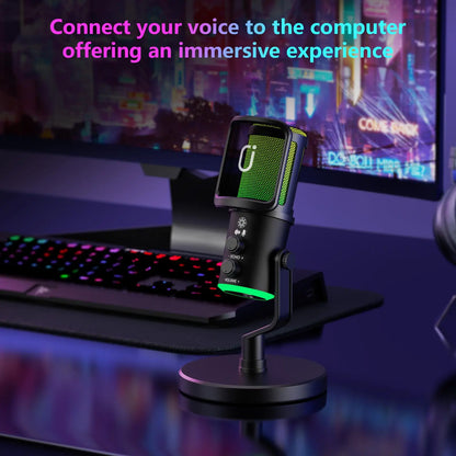 JYX U120 RGB Streaming Gaming Microphone with RGB Lights One-Tap Mute Headphone Jack for PC Mac PS5 PS4 Ideal for Streaming Gaming Podcasting Compact Durable Design Outdoorfun Headset Recording Plug Audio Connection Metal Summerwins Dealsforyoudays