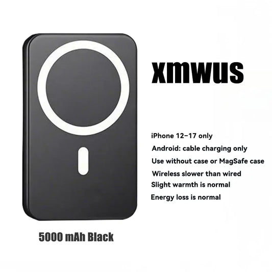 5000Mah Magnetic Power Bank for Iphone 12–17 Series, Works Best with Magsafe Case or No Case, Portable Wireless Charger Summerwins