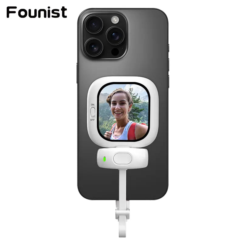 FOUNIST Vlogmate Mini for Iphone 5-17, 1080P/2K Magnetic Plug-And-Play Camera Monitor – Use Back Camera for Selfies, Vlogs, Live Streams