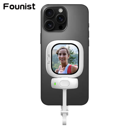 FOUNIST Vlogmate Mini for Iphone 5-17, 1080P/2K Magnetic Plug-And-Play Camera Monitor – Use Back Camera for Selfies, Vlogs, Live Streams