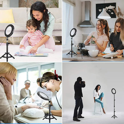13" LED RGB Selfie Ring Light Mini & Extendable Tripod Stand & Phone Holder 10 Brightness Level 26 Light Modes Dimmable Ringlight,For Makeup Live Streaming Youtube Video Shooting