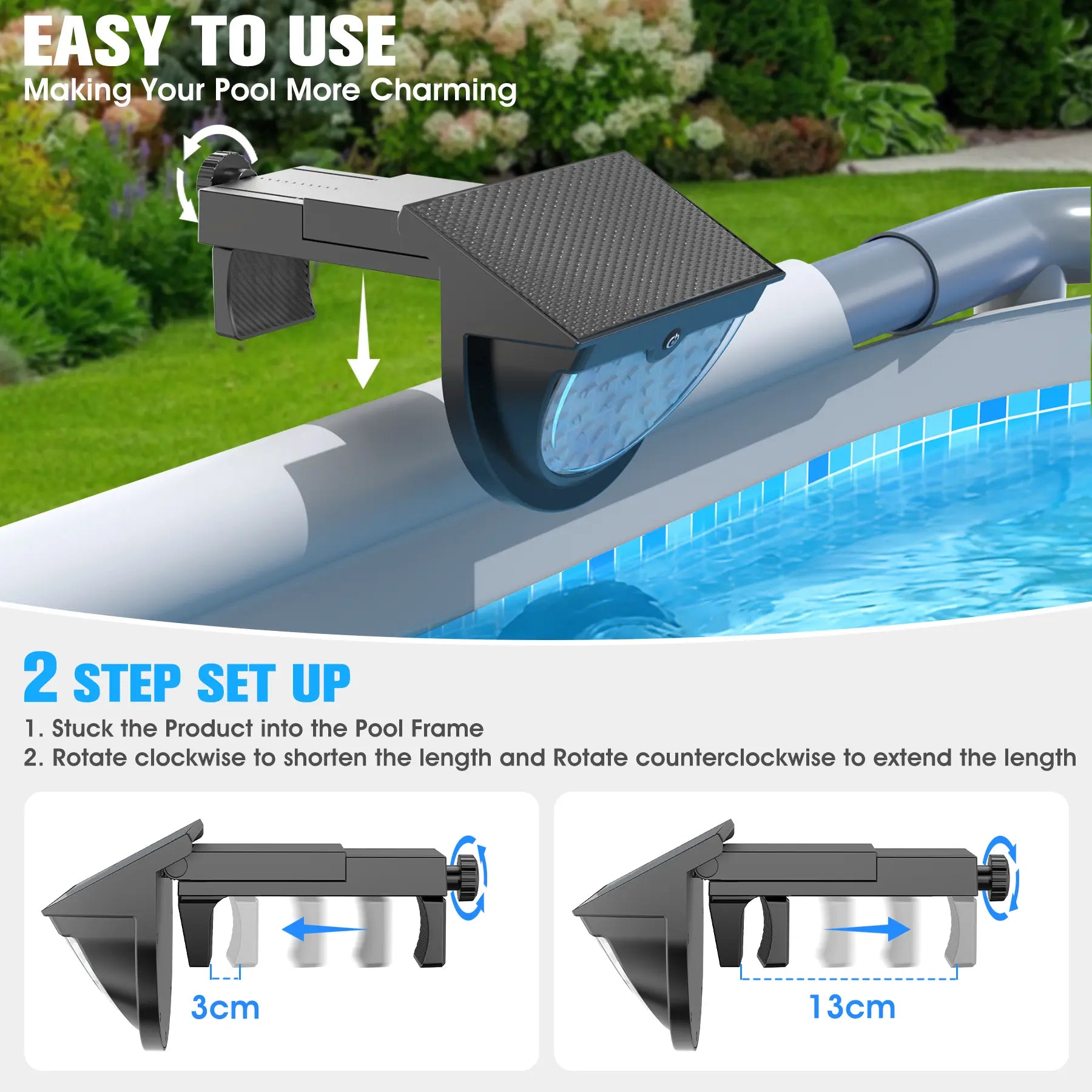 Solar Pool Lights,2026 Upgraded Solar Powered above Ground Pool Lights,Frame Pool Light Waterproof,Outdoor Swimming Pool Solar Light,Color Changing Pool Lighting for above Ground Pool Accessories-1Pc